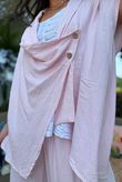 Sandbar Linen Blend Drape Front Cap Sleeve Gilet Rosewater